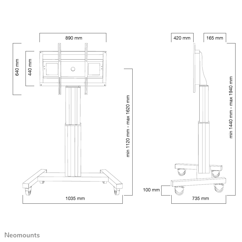 Neomounts PLASMA-M2500BLACK Chariot pour écran 42-100" - motorisé